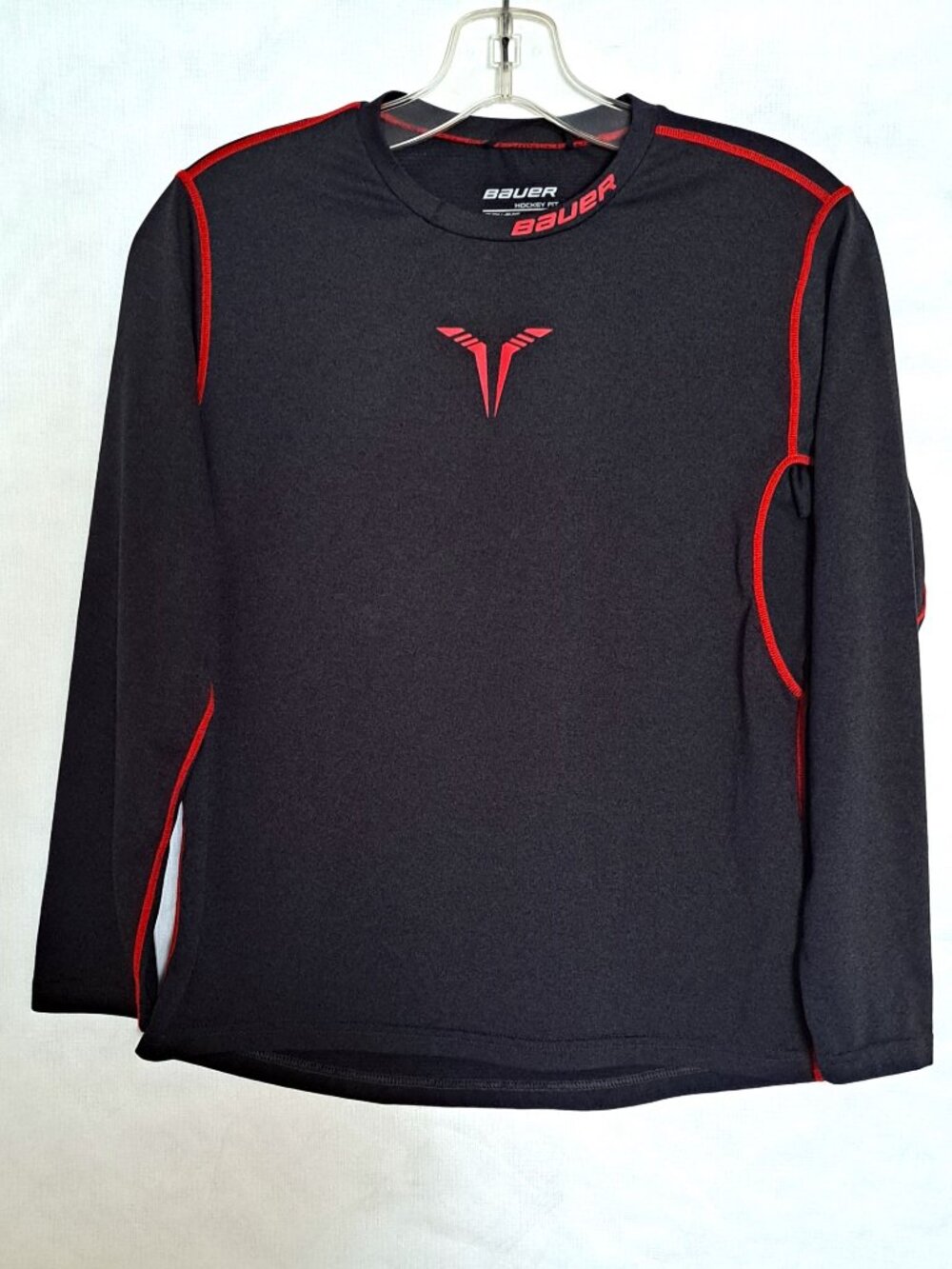 BAUER S17 Boy's Size L Core Long Sleeve Hybrid Shirt Hockey Fit Compression EUC